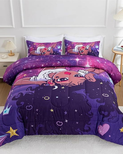 NTBED African American Black Girl Comforter Set Galaxy Afro Girl Microfiber Bedding Sets Twin Size - LeafyLoom