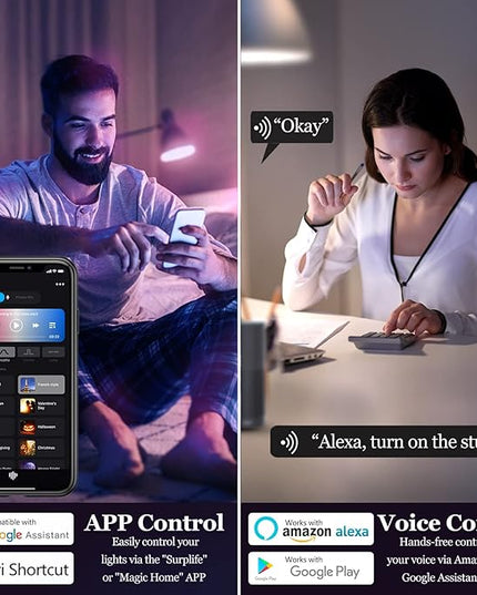 Smart Light Bulbs 4Pack, WiFi & Bluetooth 5.0, App Control, Color Changing LED Bulb, A19 E26 800LM Dimmable RGB Lights, 2700~6500K, Smart Home Lighting Works with Alexa Google Assistant Vanance