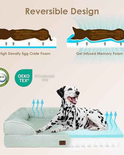 EHEYCIGA Orthopedic Dog Bed for Small Dogs, Waterproof Memory Foam Small Dog Beds with Sides, Non-Slip Bottom and Egg-Crate Foam Medium Dog Couch Bed with Washable Removable Cover, Sage Green EHEYCIGA