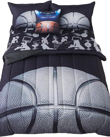 ADASMILE A & S Basketball Comforter Twin for Boys Basketball Bedding Twin for Kids Basketball Sports Comforter with Basketball Sheets 6 Pieces Bed in A Bag Comforter Twin for Boys Teens Sports Bed Set - LeafyLoom