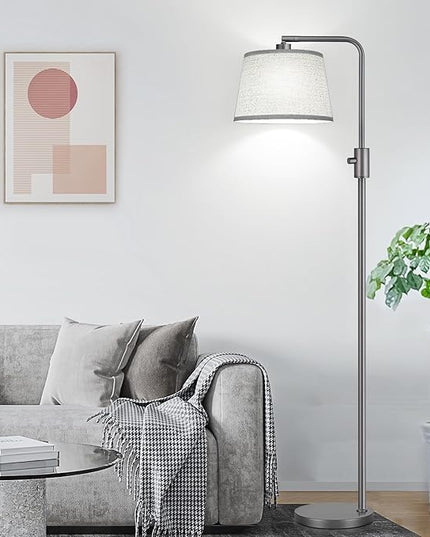 【Upgraded】 Dimmable Floor Lamp, 1000 Lumens LED Edison Bulb Included, Arc Floor Lamps for Living Room Modern Standing Lamp with Linen Shade, Tall Lamps for Living Room Bedroom Office Dining Room-Grey - LeafyLoom