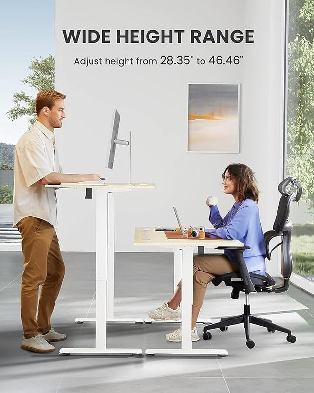 ErGear Height Adjustable Electric Standing Desk, 48 x 24 Inches Sit Stand up Desk, Memory Computer Home Office Desk (Natural) - LeafyLoom