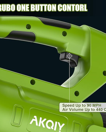 Cordless Leaf Blower - 90 MPH/440 CFM, Brushless Motor, Electric Leaf Blower, 2 X 21V 4.0Ah Battery and Charger,Lightweight and Powerful Battery Operated for Lawn Care, Yard, Garage Cleaning - LeafyLoom