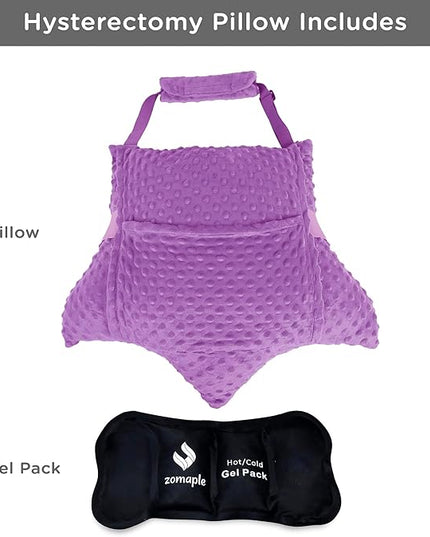 Zomaple Hysterectomy Pillow- Super Comfy Shock Absorbing Hysterectomy Recovery Pillow with 2 Pockets and Gel Pack- Tummy Pillow with Hands Placement Pou - LeafyLoom