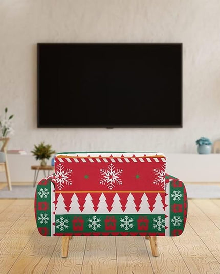 FKELYI Red Christmas Sofa Furniture Protector Easy Going Stretch Sofa Slipcover Comfortable Sofa Couch Cover with Elastic Bottom M FKELYI