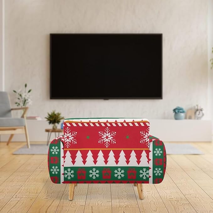 FKELYI Red Christmas Sofa Furniture Protector Easy Going Stretch Sofa Slipcover Comfortable Sofa Couch Cover with Elastic Bottom M FKELYI