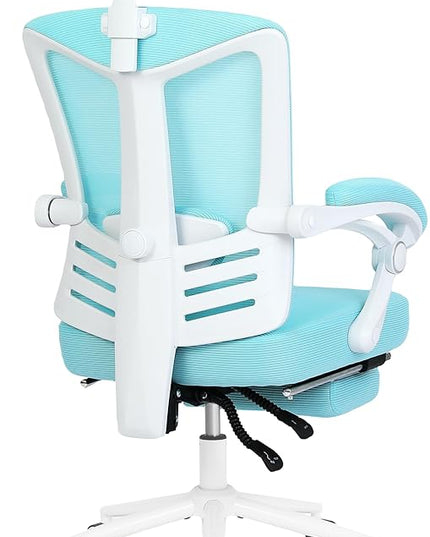 Vonesse Ergonomic Office Chair with Headrest Computer Mesh Office Chair with Footrest Big and Tall Office Chair High Back Comfortable Home Office Chair for Heavy People Desk Chair Teal/Cyan - LeafyLoom