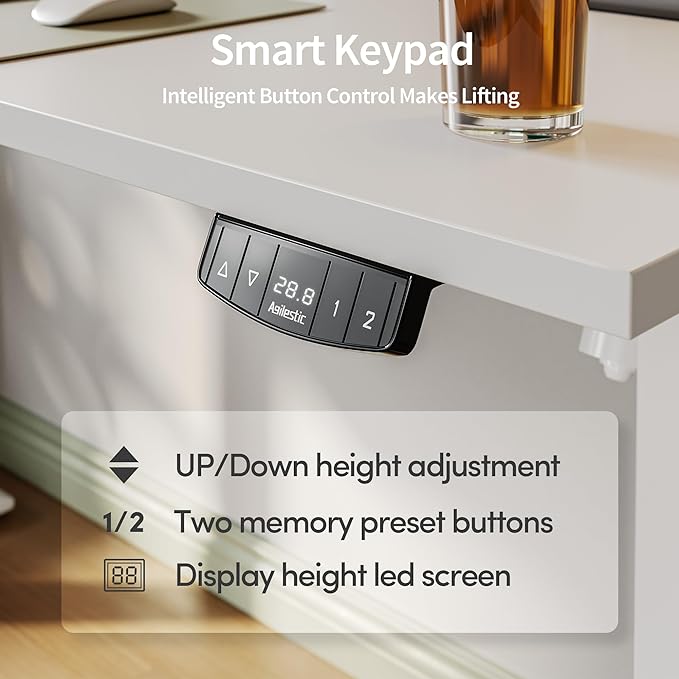 Electric Standing Desk, Large 63 x 24 Inches Height Adjustable Desk, Sit Stand up Desk for Work Office Home, Ergonomic Rising Computer Table with Memory Preset, White - LeafyLoom