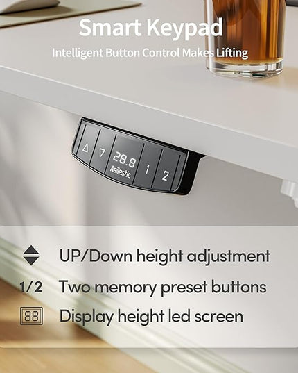 Electric Standing Desk 40 x 24 Inches, Height Adjustable Desk, Sit Stand up Desk for Work Office Home, Ergonomic Rising Computer Table with Memory Preset, White - LeafyLoom