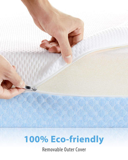 Crib Mattress, Dual Sided Comfort Memory Foam Toddler Bed Mattress, Triple-Layer Breathable Premium Baby Mattress for Infant and Toddler w/Removable Outer Cover - White&Blue - LeafyLoom