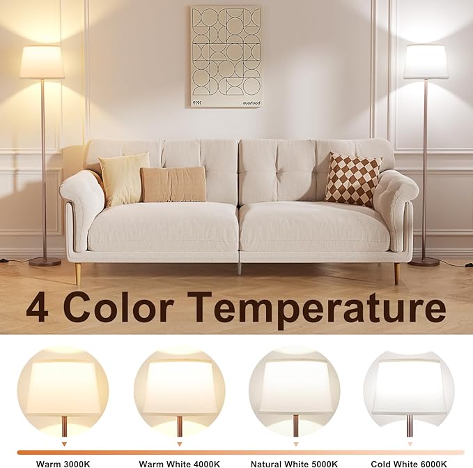 【Upgraded】 Floor Lamps for Living Room, Modern Floor Lamp with Remote Control, Dimmable Colors Temperature Standing Lamp Foot Switch, 9W Bulb Tall Lamps for Bedroom Office Kid Room - Brown - LeafyLoom