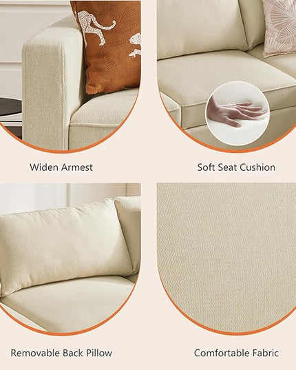 Sweetcrispy Convertible Sectional Sofa Couch, 4 Seat Sofa Set with Storage for Living Room, L-Shaped Modern Modular Sofa Sleeper with Ottoman, Comfy Sofa Couch with Extra Deep Seats, Beige - LeafyLoom