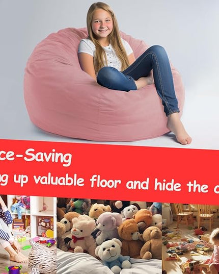Beanbag Stuffed Animal Storage Organizer Cover Soft Premium Corduroy Removable Washable Stuffable Keep Room Clutter Plush Toys Storage (No Beans) XX-Large - LeafyLoom