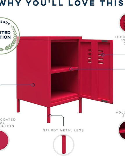 Novogratz Cache Metal Locker End Table, Magenta - LeafyLoom