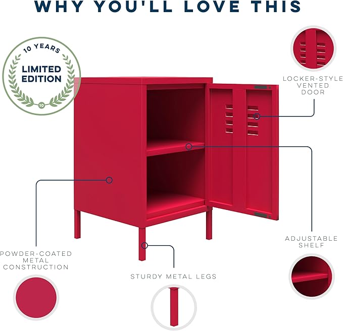 Novogratz Cache Metal Locker End Table, Magenta - LeafyLoom