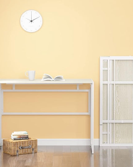 Folding Desk 40'' Computer Desk for Home Office, No Assembly Office Desk Foldable Simple Study Writing Desk Table for Small Spaces(Beige, White) - LeafyLoom