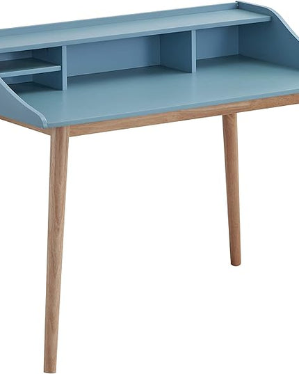 Roundhill Furniture Roskilde Storage Wood Office Desk, Blue - LeafyLoom
