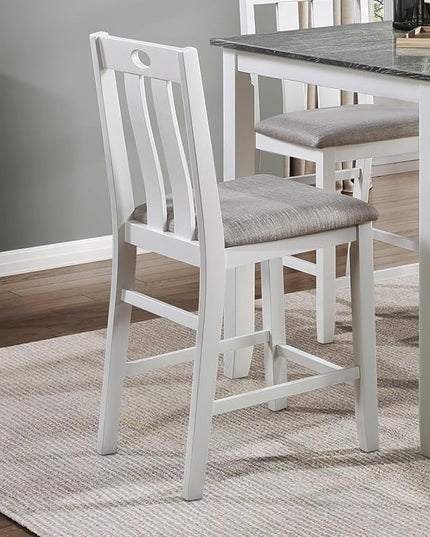 NicBex Dining Table Set Breakfast Nook Table Set Modern 5-Piece Pack Counter Height Set Casual Dining Furniture with 1 Table and Fabric Upholstered 4 Chairs, White - LeafyLoom