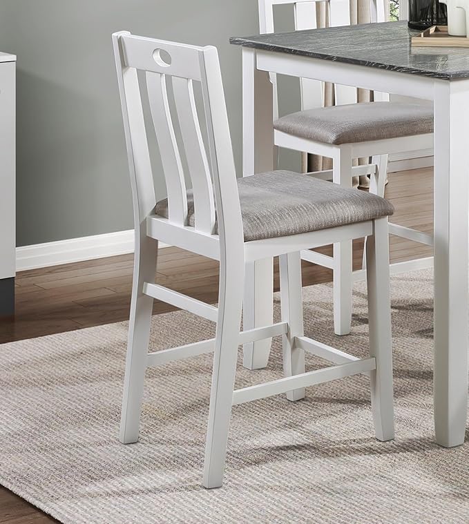 NicBex Dining Table Set Breakfast Nook Table Set Modern 5-Piece Pack Counter Height Set Casual Dining Furniture with 1 Table and Fabric Upholstered 4 Chairs, White - LeafyLoom
