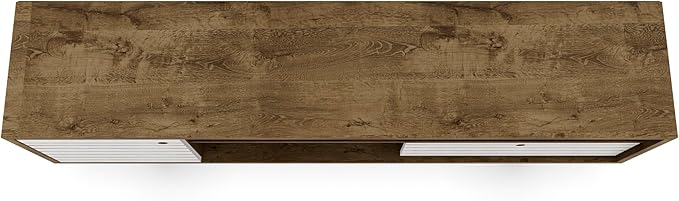 Manhattan Comfort Liberty Mid Century Modern TV Stand for Televisions up to 65 Inches, Bedroom and Living Room Entertainment Center with Storage, Shelves, and Cabinet, 71" Wide, Rustic Brown/White - LeafyLoom