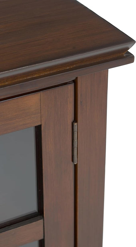 SIMPLIHOME Artisan SOLID WOOD Universal TV Media Stand, 53 inch Wide, Contemporary, Living Room Entertainment Center, Storage Shelves and Cabinets, for Flat Screen TVs up to 60 inches in Russet Brown - LeafyLoom