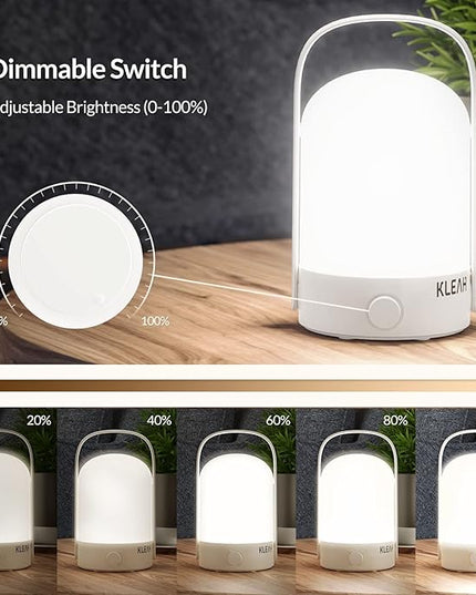 Portable Cordless Lantern Table Lamp, 360° Portable Handle, Stepless Dimmer, Powerful Long-Lasting 50hrs, Rechargeable LED Lantern for Camping Bedroom Party - LeafyLoom