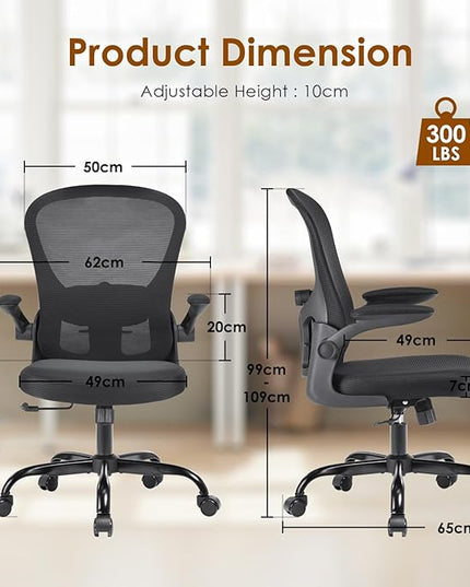 Home Office Chair with Lumbar Support, Ergonomic Design Desk Chair,Recline Feature,Height Adjustable,Space Saving,Black - LeafyLoom
