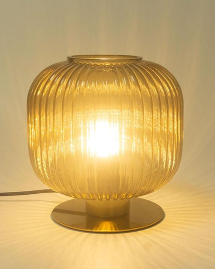 desk lamp, blue glass lampshade, modern glass desk lamp with plug-in style, medieval Bohemian style retro desk lamp, suitable for home decoration, bedroom, and office countertop - LeafyLoom
