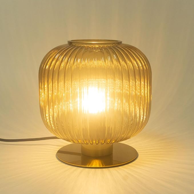 desk lamp, blue glass lampshade, modern glass desk lamp with plug-in style, medieval Bohemian style retro desk lamp, suitable for home decoration, bedroom, and office countertop - LeafyLoom