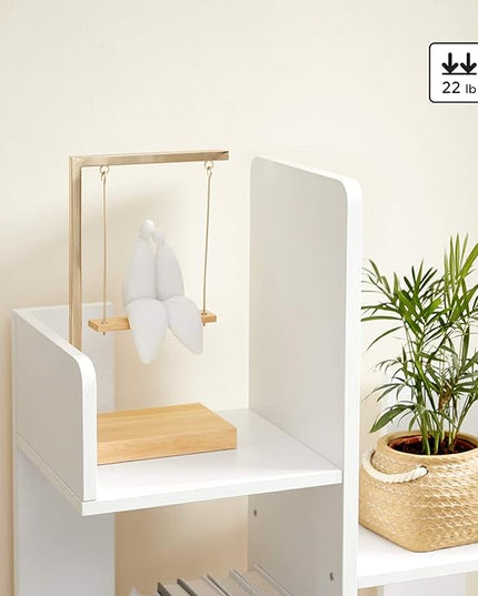 VASAGLE Bookcase, Tree-Shaped Bookshelf with 8 Storage Shelves, Rounded Corners, White 9.8D x 19.7W x 55.1H in, Engineered Wood - LeafyLoom