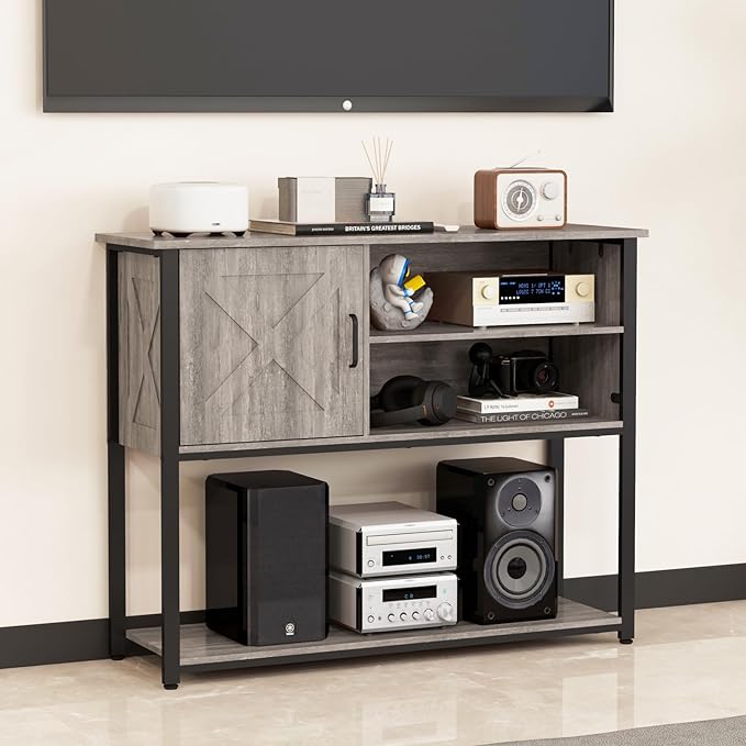 41" Console Table with Storage Cabinet, Sofa Table with Storage Shelves, Coffee Bar Table, Sofa Entryway Tables for Entry Way, Behind Couch Table for Living Room Hallway, Gery - LeafyLoom