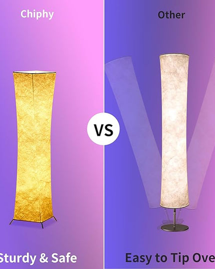 chiphy Floor Lamp, 39" Dimmable Standing Lamp, 7 Colors Changing LED Bulbs and White Fabric Lampshade, Remote Control, Modern Lamp for Bedroom, Living Room, Kids Room and Play Room - LeafyLoom