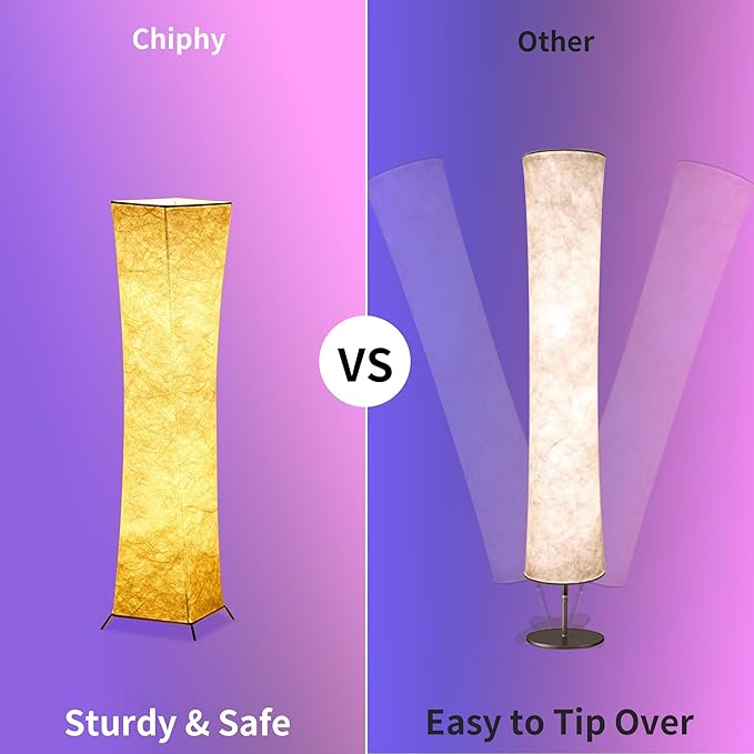 chiphy Floor Lamp, 39" Dimmable Standing Lamp, 7 Colors Changing LED Bulbs and White Fabric Lampshade, Remote Control, Modern Lamp for Bedroom, Living Room, Kids Room and Play Room - LeafyLoom