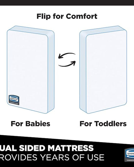 Delta Children Tribeca 4-in-1 Baby Convertible Crib + Simmons Kids Quiet Nights Crib and Toddler Mattress Made from Recycled Water Bottles/GREENGUARD Gold Certified [Bundle], Midnight Grey - LeafyLoom