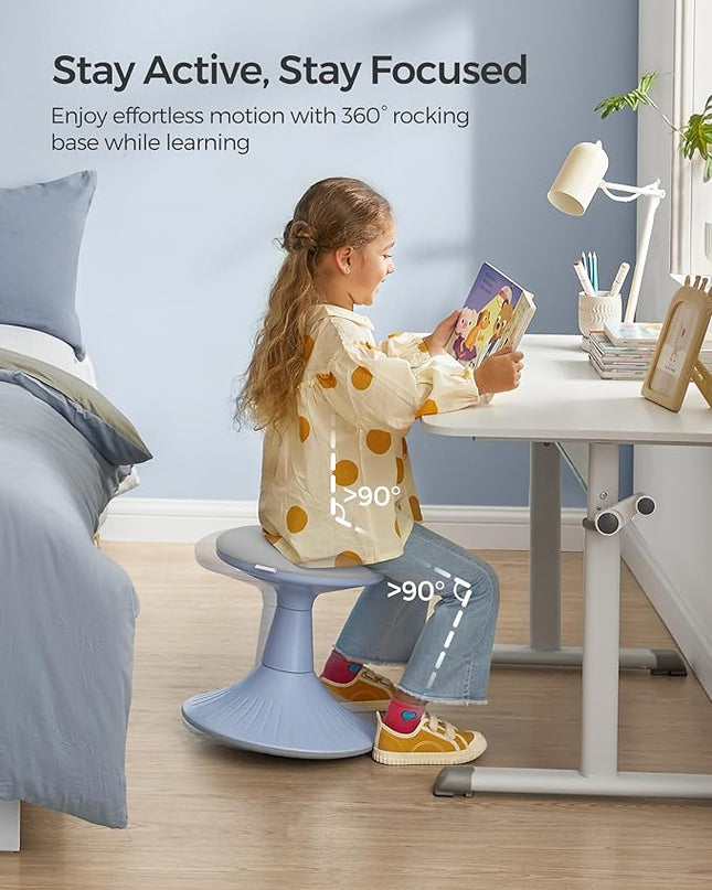SONGMICS Kids Wobble Chair, Wiggle Stool for Kids Ages 5-8, Comfortable 60D Foam Seat, Breathable Fabric, Anti-Slip Base, 14.2-Inch High, Tool-Free Assembly, Pale Blue and Dove Gray UOSC009Q01 - LeafyLoom