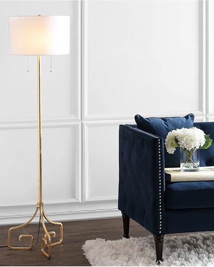 JONATHAN Y JYL3076A Newman 61.5" Metal LED Floor Lamp, Glam, Transitional, Traditional, Modern, Office, Living Room, Family Room, Dining Room, Kitchen, Bedroom, Hallway, Foyer, Gold - LeafyLoom
