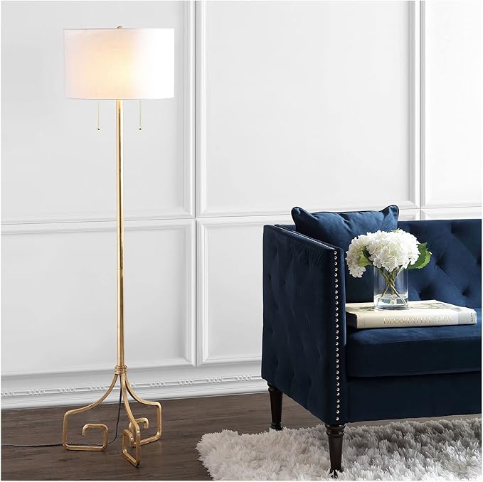 JONATHAN Y JYL3076A Newman 61.5" Metal LED Floor Lamp, Glam, Transitional, Traditional, Modern, Office, Living Room, Family Room, Dining Room, Kitchen, Bedroom, Hallway, Foyer, Gold - LeafyLoom