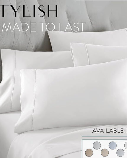 Danjor Linens California King 6 Piece Sheet Set - Deep Pockets, Breathable Bed Sheets - Wrinkle Free, Machine Washable - Light Grey Cal King Size - LeafyLoom
