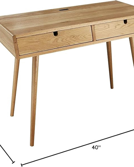 American Trails Freedom Made of Solid American Desk with USB Ports, Natural Oak (New) - LeafyLoom