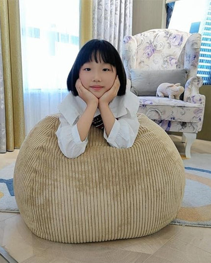 Stuffed Animal Storage Bean Bag Chair - Bean Bag for Kids - Toy Storage Bag - Chair Gifts for Kids (Small, Khaki) - LeafyLoom