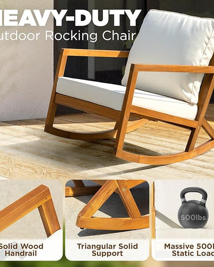 Solid Wood Louis Chairs Set of 2 with End Table, Onesize, Rocking Design - LeafyLoom