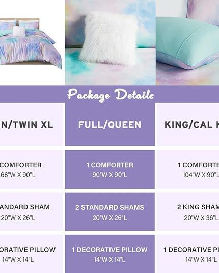 Intelligent Design Twin Comforter Set, Watercolor Twin Bedding Sets, Tie Dye Comforter Set for Teen Girl & Boys, 3 Pieces Cassiopeia Comforter, Sham, Throw Pillow Twin/Twin XL Pink/Blue - LeafyLoom