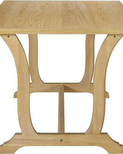 6-Piece Wood Rectangular Dining Table Set with 4 Upholstered Arched Back Chairs and Bench, for Kitchen, Living Room, Farmhouse, Brown, 59" L x 35.4" W x 30" H - LeafyLoom