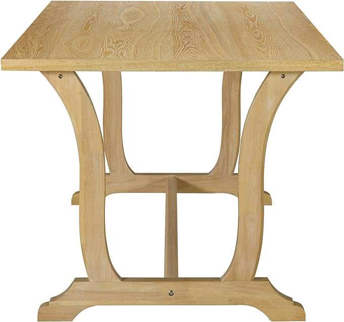 6-Piece Wood Rectangular Dining Table Set with 4 Upholstered Arched Back Chairs and Bench, for Kitchen, Living Room, Farmhouse, Brown, 59" L x 35.4" W x 30" H - LeafyLoom