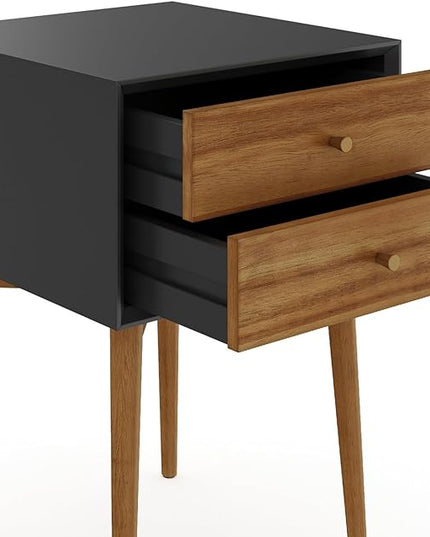 Nathan James Harper Modern Nightstand Side Accent or End Table with Storage Drawer, 1, Black/Brown - LeafyLoom