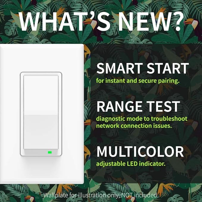 Zooz 800 Series Z-Wave Long Range S2 On Off Switch ZEN76 800LR, White | Simple Direct 3-Way and 4-Way Solution (Works with Regular Switches, No Aux Switch Needed) | Z-Wave Hub Required ZOOZ
