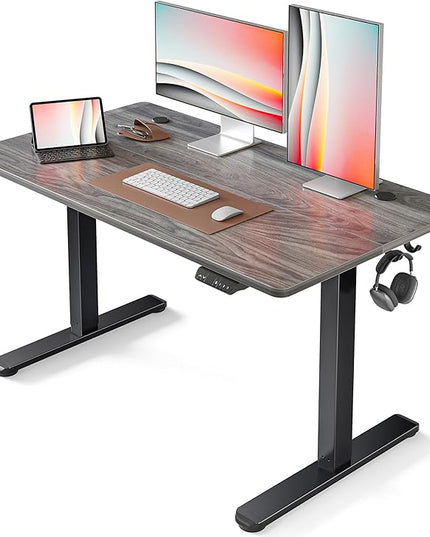FEZIBO Electric Standing Desk, 48 x 24 Inches Height Adjustable Stand up Desk, Sit Stand Home Office Desk, Computer Desk, Gray - LeafyLoom