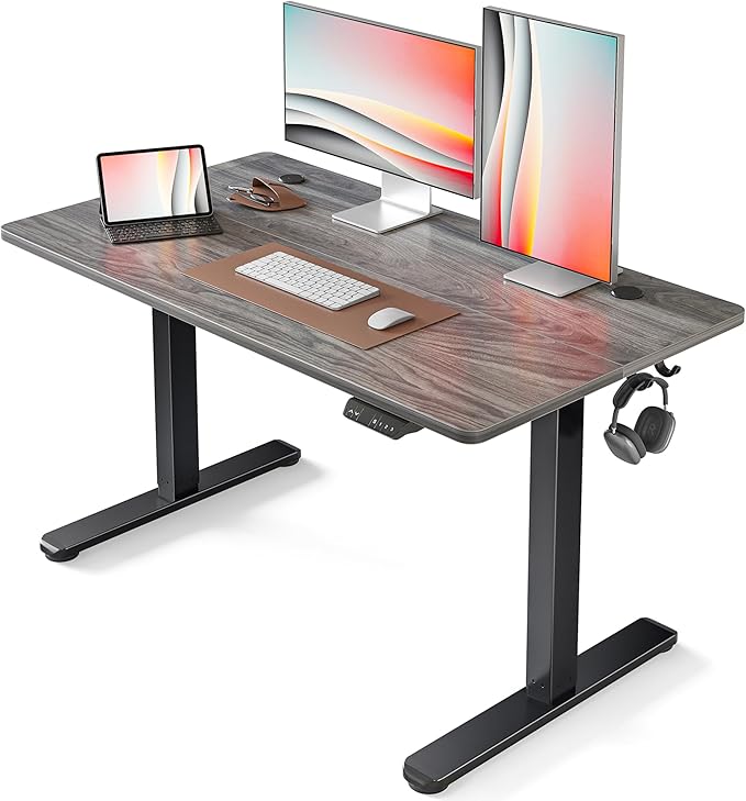 FEZIBO Electric Standing Desk, 48 x 24 Inches Height Adjustable Stand up Desk, Sit Stand Home Office Desk, Computer Desk, Gray - LeafyLoom