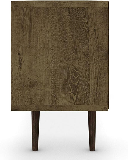 Manhattan Comfort Liberty Mid Century Modern TV Stand for Televisions up to 65 Inches, Bedroom and Living Room Entertainment Center with Storage, Shelves, and Cabinet, 71" Wide, Rustic Brown/White - LeafyLoom