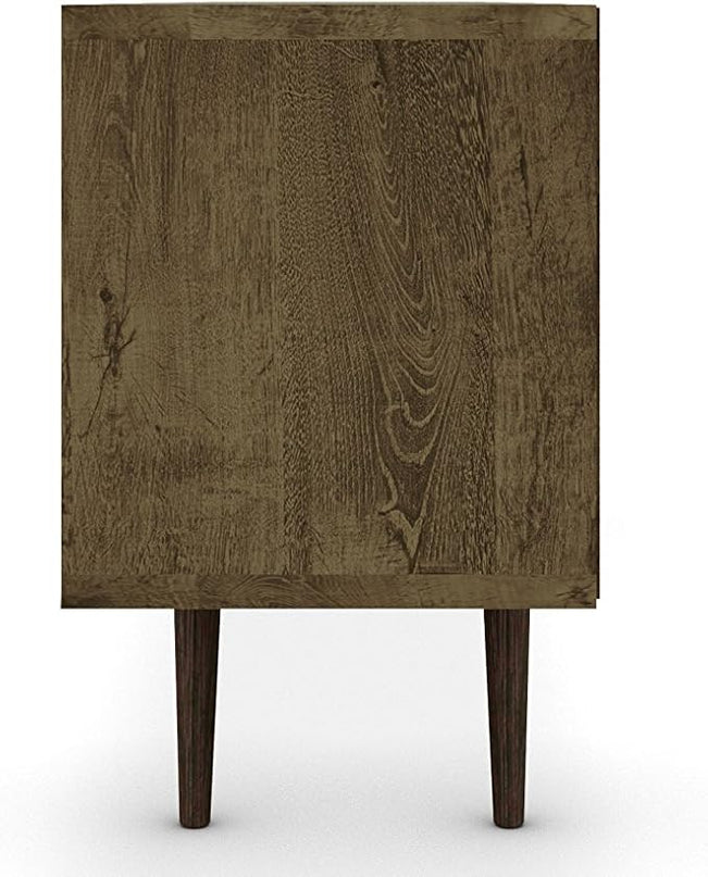Manhattan Comfort Liberty Mid Century Modern TV Stand for Televisions up to 65 Inches, Bedroom and Living Room Entertainment Center with Storage, Shelves, and Cabinet, 71" Wide, Rustic Brown/White - LeafyLoom